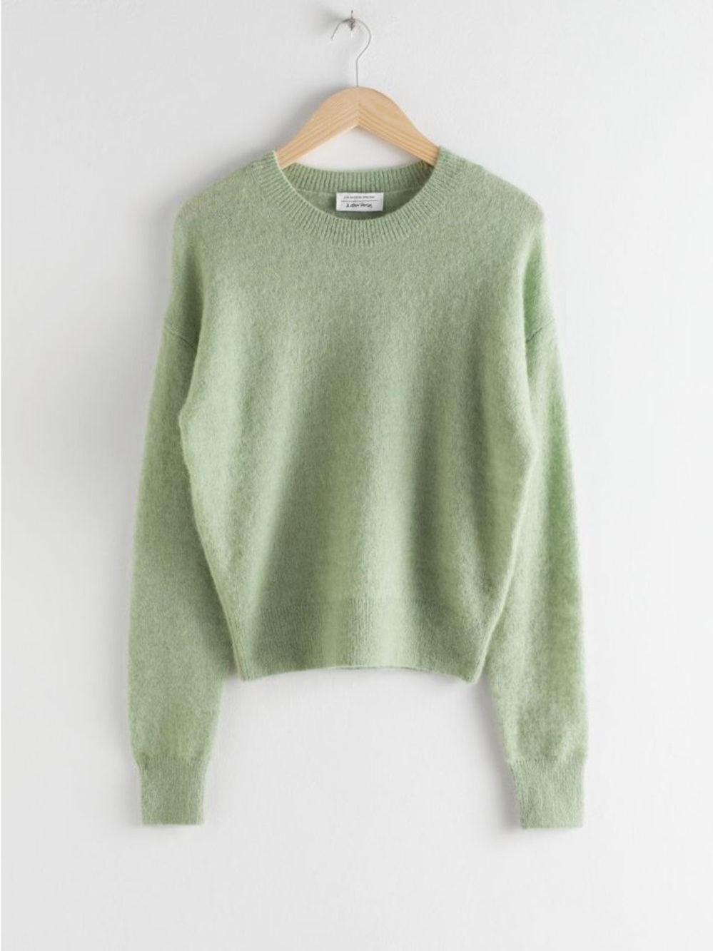 & other stories fuzzy sweater light green